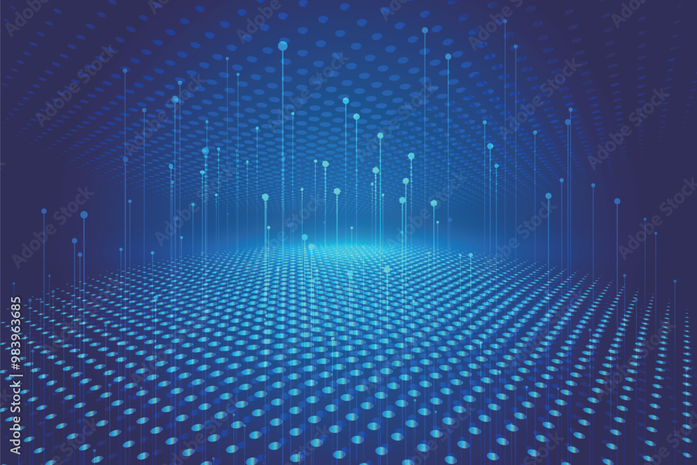 Poster the dot extends forward with the rising ray technology big data background