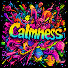 Colorful graffiti-inspired typography of "Calmness"
