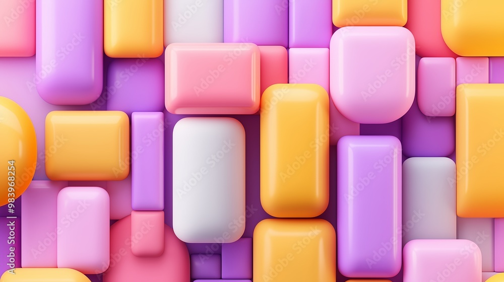 Poster a colorful block pattern with pink, white, and yellow blocks. the blocks are arranged in a way that 