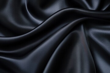 Obraz premium A close-up of black silk fabric with smooth, flowing folds. The texture is soft and shiny,