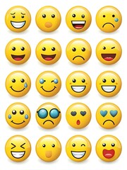Fototapeta premium Funny Yellow Emoticons Icons. Smiley Cartoon Emoji Collection.