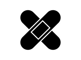 ミニマルな絆創膏ばってんアイコンD：丸端黒