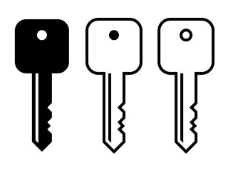 シンプルな鍵アイコンEセット：黒