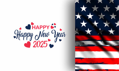 happy new year 2025 with US flag  , vektor background banner 