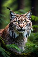 Obraz premium European lynx portrait in the forest 