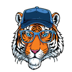 Mascot Tiger with sunglasses white background