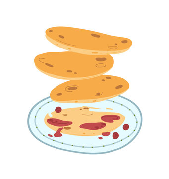 recommend clip art: Pancakes .Vector hand drawn illustration of pancakes for menu, sticker, poster, packaging