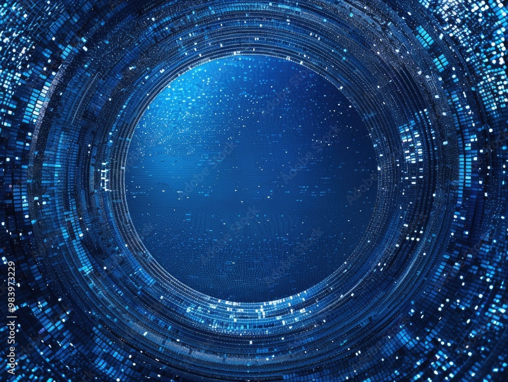 Aufkleber intricate digital circuitry set against a backdrop of starlit abstract space.