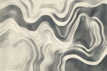 Fototapeta premium A flowing topographical map pattern with various contour lines in shades of gray