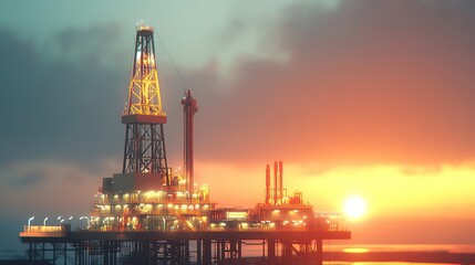 Drilling rig or oil drilling industry with connected pipeline network. Gas, petroleum or crude oil.