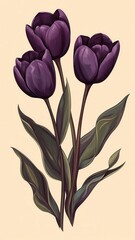 Watercolor purple tulips pattern and seamless background,watercolor spring tulip flowers. Stock illustration,beautiful floral set,cute illustration print fabric,abstract colorful wallpaper.