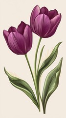 Obraz premium Watercolor purple tulips pattern and seamless background,watercolor spring tulip flowers. Stock illustration,beautiful floral set,cute illustration print fabric,abstract colorful wallpaper.