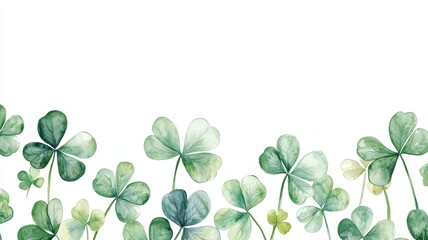 Obraz premium Watercolor clover isolated on white background, Lucky clover leaves with four leaf,Clover flowers background,Patricks day watercolor clipart,Spring flower pattern,St. Patrick s day seamless pattern.