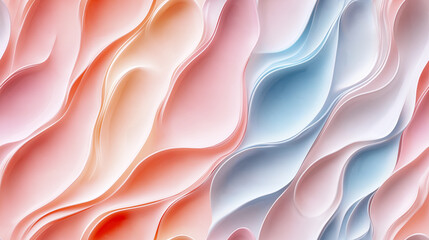 Obraz premium Abstract wavy pattern in soft pastel colors, smooth and flowing texture that conveys sense of fluidity and harmony
