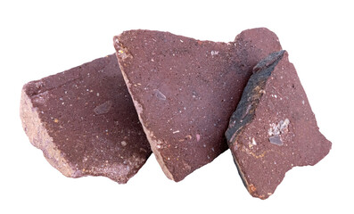 Red conglomeratic sandstone. Sedimentary rock specimen.