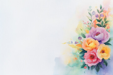 A vibrant watercolor floral arrangement featuring soft pastel blooms and delicate leaves, perfect for decoration and design.
