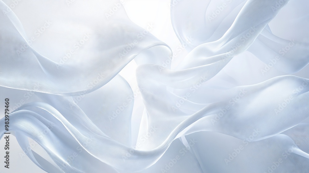 Poster an abstract white background features soft shapes and textures, inviting calm and contemplation.