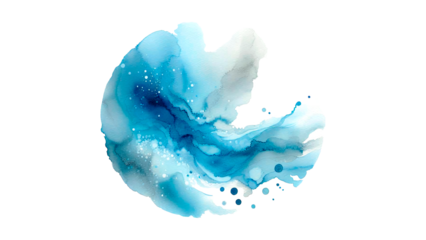 Light gray and light blue color paint brush strokes in watercolor isolated against transparent