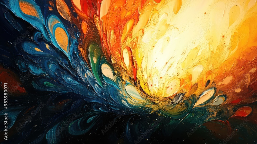 Poster vibrant abstract explosion of colors in dynamic swirl design