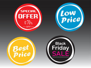 Special offer , best price, black Friday , low price round bubbles tag design vector
