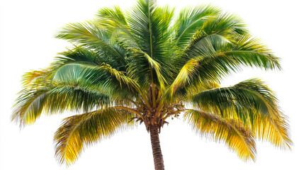 Obraz premium Isolated Coconut Palm Tree Against White Background Tropical Foliage Exotic Plant for Natural and Vacation Themes