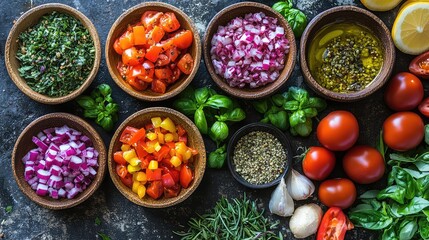 Colorful Recipe Book Featuring Vibrant Colors, Fresh Ingredients, Herbs, and Foods - Inspiring Healthy Cooking and Culinary Creativity