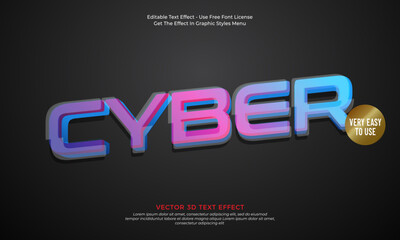 Obraz premium Cyber tech vector 3D design with editable text effect
