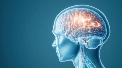 Detailed anatomy of the brain with ischemic areas highlighted, Ischemic Stroke, brain map