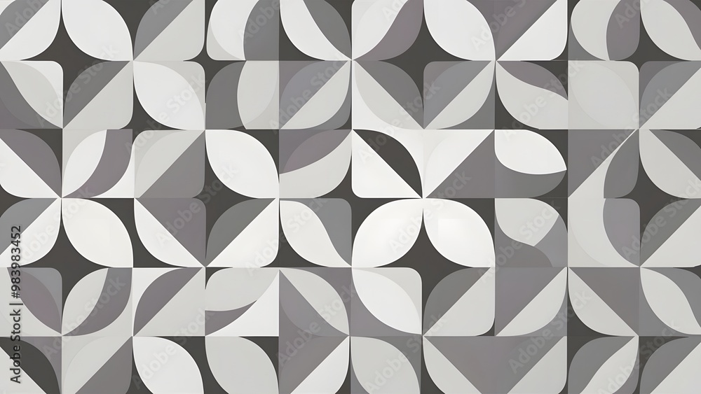 Aufkleber rotated abstract modern minimal scattered white polygon geometrical quarter circle pattern backgroun