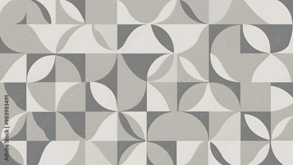 Aufkleber rotated abstract modern minimal scattered white polygon geometrical quarter circle pattern backgroun