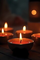 Digital painting of a Close up of a burning candle with the background light blurring. Generate AI