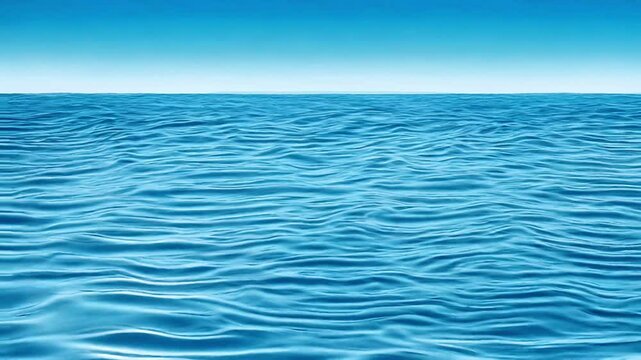 Peaceful ripples on the surface of clear blue water move slowly under the light of sunlight, taken in a calm natural setting. A serene atmosphere for meditation from the background of water waves. 4K