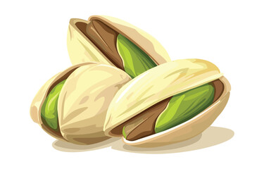 Vector Illustration of Pistachio Nuts, Isolated on White Background. Detailed design for healthy food packaging, nutrition guides, and snack branding