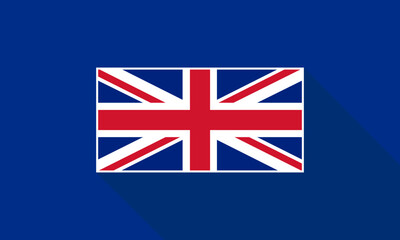 Flag of the UK with long shadow. Vector background template in flat style