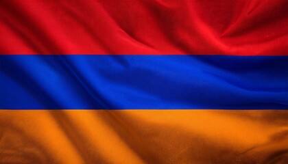 Fototapeta premium アルメニアの国旗(waving national flag of Armenia.) 