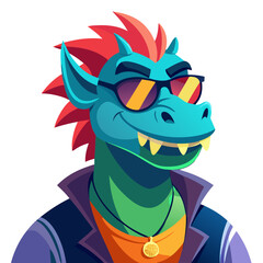 Fototapeta premium Cartoon Dragon Character Head Portrait in Avatar Style 