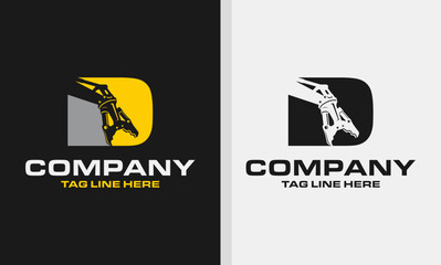 Letter D Excavator Demolition , Construction Machinery Logo Design 