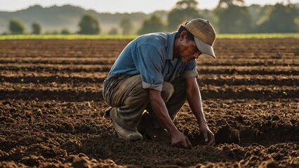 farmer working in the field ,ai gen