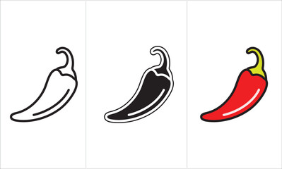 Chili Icons | Solid, Line, and Color Styles