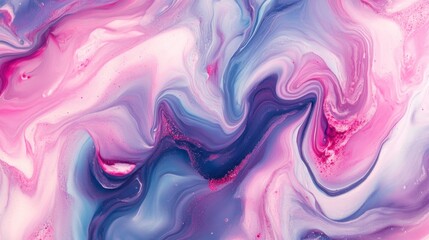 Obraz premium Abstract Swirling Pink and Blue Acrylic Painting