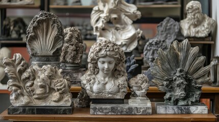 Fototapeta premium Stone Sculptures in an Artist's Studio