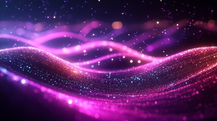 Shimmering Abstract Purple and Pink Waves with Sparkles Generative AI