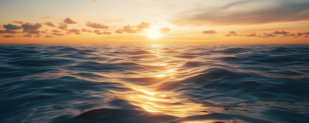 Obraz premium Sunset over calm ocean waves, 4K hyperrealistic photo
