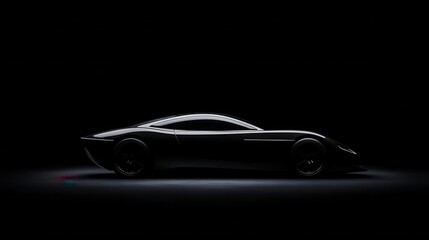 A minimalist black wallpaper with subtle textures of a sleek car silhouette