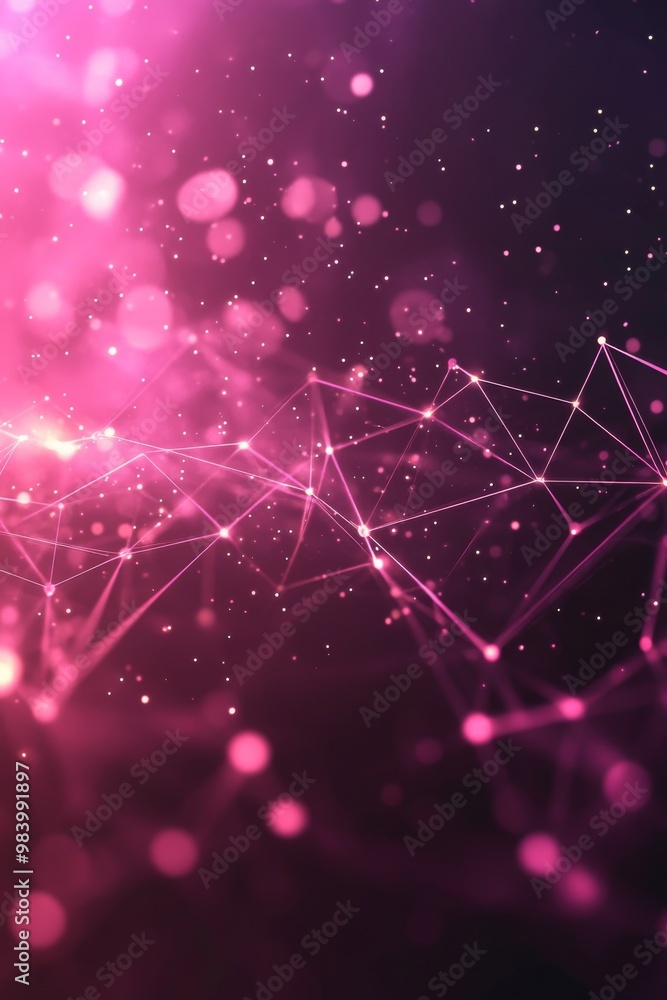 Poster vibrant patterns display sparkling particles and interconnected lines, creating a mesmerizing abstra
