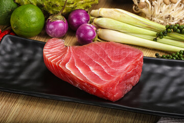 Raw fresh tuna steak for grill
