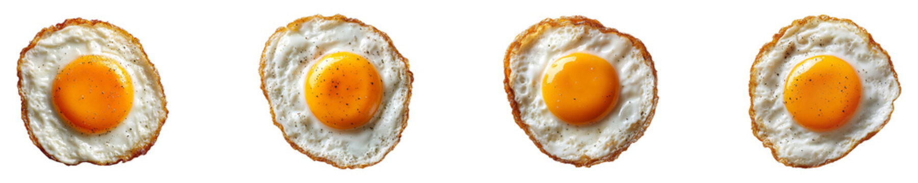 Set, collection of Floating fried egg isolated on transparent background.