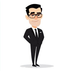 Obraz premium This cartoon features a confident male attorney, embodying charm and expertise, set in a clean white background for impact.
