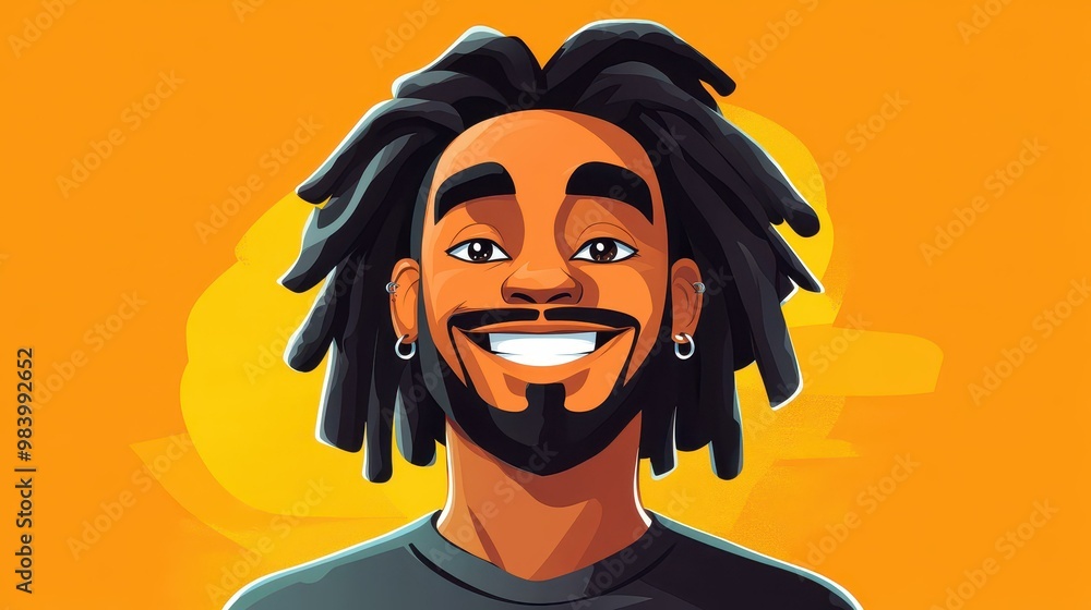 Canvas Prints A striking artwork featuring a confident African man with stylish dreadlocks and eyecatching earrings for a modern vibe.