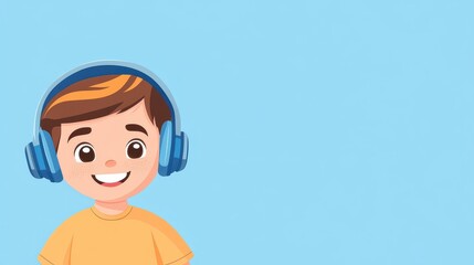Explore a cute character lost in music with stylish headphones, set against a vibrant backdrop that delights the senses.